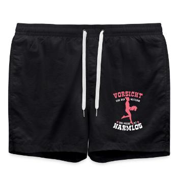 Hobby Horse - Vorsicht vor der Reiterin - Spruch - Badeshorts - Schwarz - Vorne - AI Model Male 185 light (185cm)