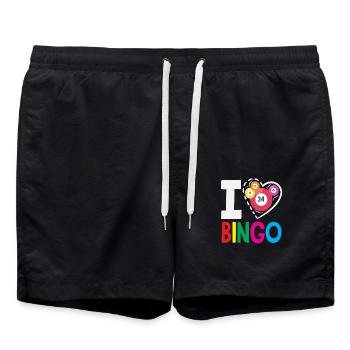 Ich Liebe Bingo Herzvolle Zahlen - Badeshorts - Schwarz - Vorne - AI Model Male 185 light (185cm)