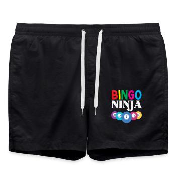 Bingo Ninja Enthusiast with Numbers - Swim Trunks - black - Front - AI Model Male 185 light (185cm)