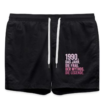 1990 Jahr Frau Mythos Legende Geburtstag - Badeshorts - Schwarz - Vorne - AI Model Male 185 light (185cm)