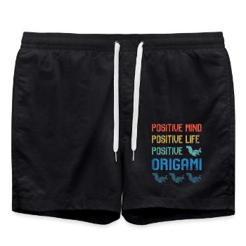 Origami japanische Papierfaltkunst - Badeshorts - Schwarz - Vorne - AI Model Male 185 light (185cm)