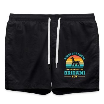 Origami japanische Papierfaltkunst - Badeshorts - Schwarz - Vorne - AI Model Male 185 light (185cm)
