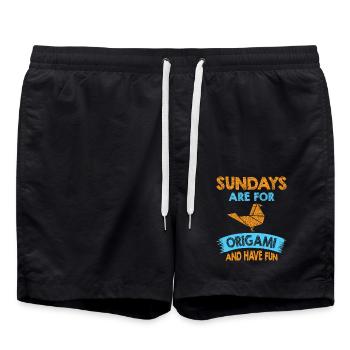 Origami japanische Papierfaltkunst - Badeshorts - Schwarz - Vorne - AI Model Male 185 light (185cm)