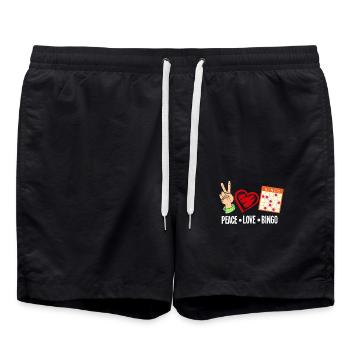 Frieden Liebe Bingo Spaß Für Alle Fans - Badeshorts - Schwarz - Vorne - AI Model Male 185 light (185cm)