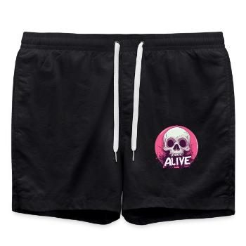 Squelette « Vivant » – Crâne ironique - Short de bain - noir - Devant - AI Model Male 185 light (185cm)