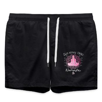 Zen seit 1990 - 35 Jahre friedliches Leben - Badeshorts - Schwarz - Vorne - AI Model Male 185 light (185cm)