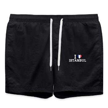 I Love Istanbul Cool Wrong Flag France Lover Pun - Swim Trunks - black - Front - AI Model Male 185 light (185cm)