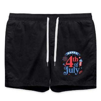 Happy 4th of July - Swim Trunks - black - Front - AI Model Male 185 light (185cm)