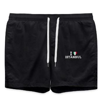 I Love Istanbul Cool Wrong Flag Italy Lover Pun - Swim Trunks - black - Front - AI Model Male 185 light (185cm)