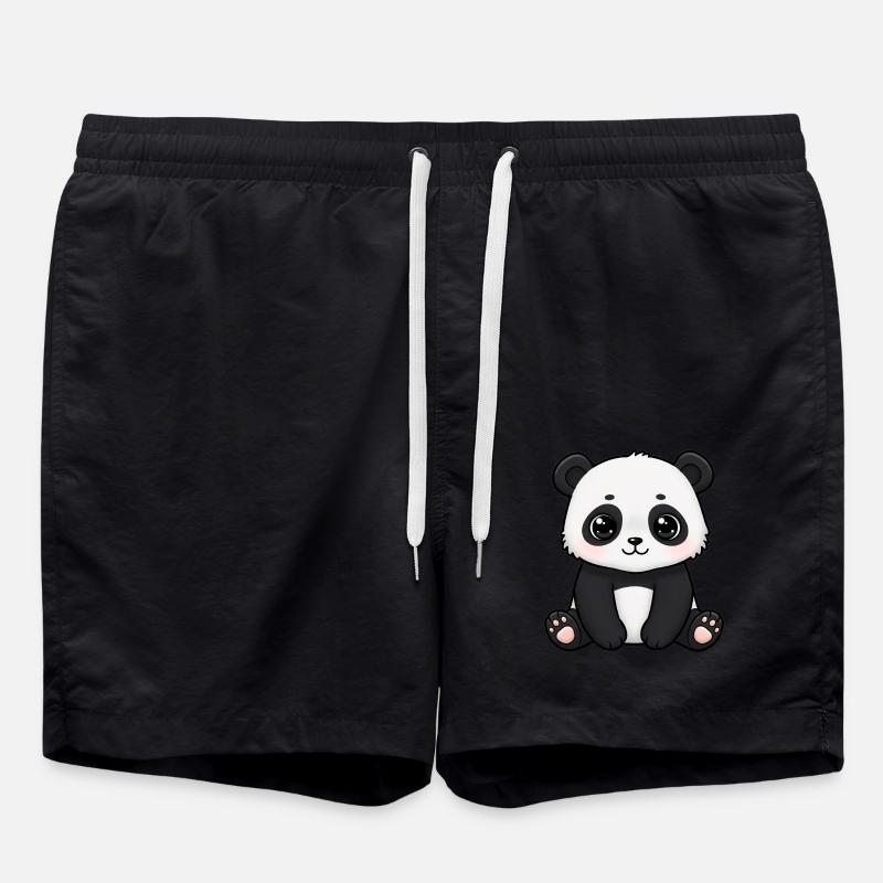Animal Cartoon Panda - Swim Trunks - black