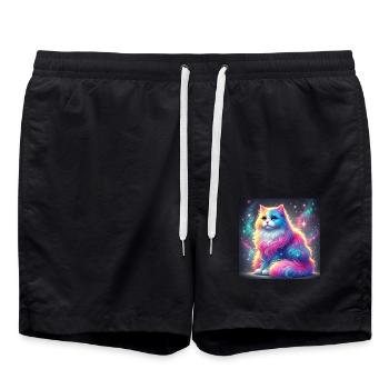Chat magique de la galaxie dans l’univers - Short de bain - noir - Devant - AI Model Male 185 light (185cm)