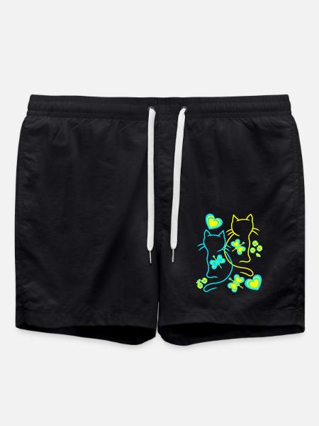 Retrò Gatti Gatto Vintage anni 80 90 - Costume a pantaloncino - nero