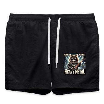 Heavy Metal Cat with Guitar - Swim Trunks - black - Front - AI Model Male 185 light (185cm)