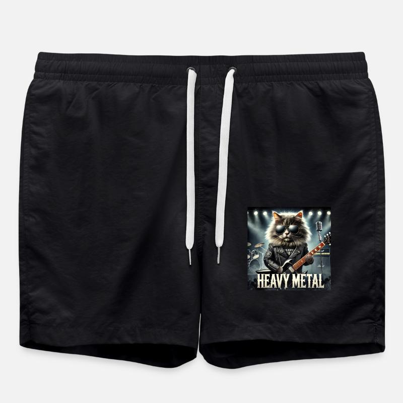 Chat Heavy Metal avec Guitare - Short de bain - noir