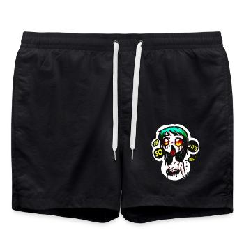 Oh, It's So Big: Shocked Horror Zombie - Swim Trunks - black - Front - AI Model Male 185 light (185cm)