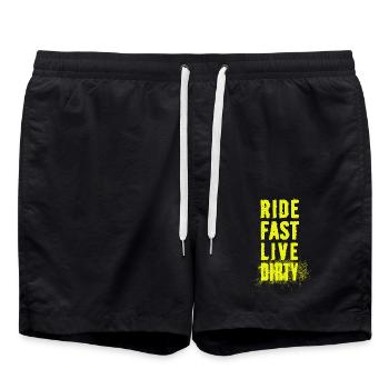 RIDE FAST LIVE DIRTY – MOUNTAINBIKE - MOTOCROSS - Badeshorts - Schwarz - Vorne - AI Model Male 185 light (185cm)
