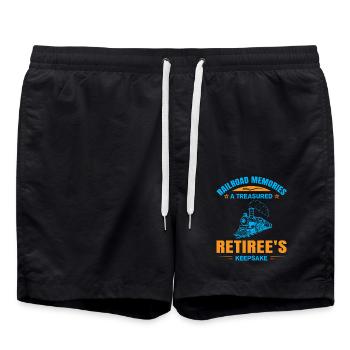 Eisenbahn Zugführer Rente Rentner Zug - Badeshorts - Schwarz - Vorne - AI Model Male 185 light (185cm)