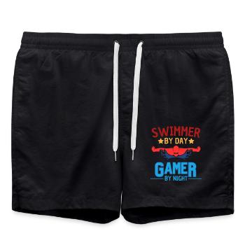 Nageurs le jour, joueurs la nuit - Short de bain - noir - Devant - AI Model Male 185 light (185cm)