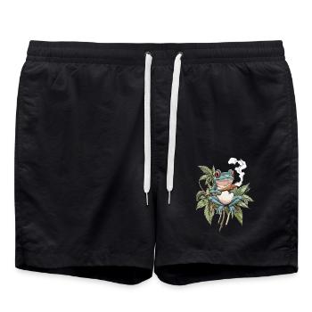 Grenouille bleue avec joint - Weed Frog Design - Short de bain - noir - Devant - AI Model Male 185 light (185cm)