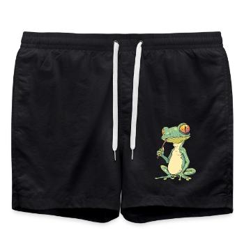 Grenouille avec articulation dans la bouche - Weed Frog Design - Short de bain - noir - Devant - AI Model Male 185 light (185cm)