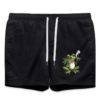 Grenouille avec joint et feuille de cannabis - Weed Frog D - Short de bain - noir - Devant - AI Model Male 185 light (185cm)