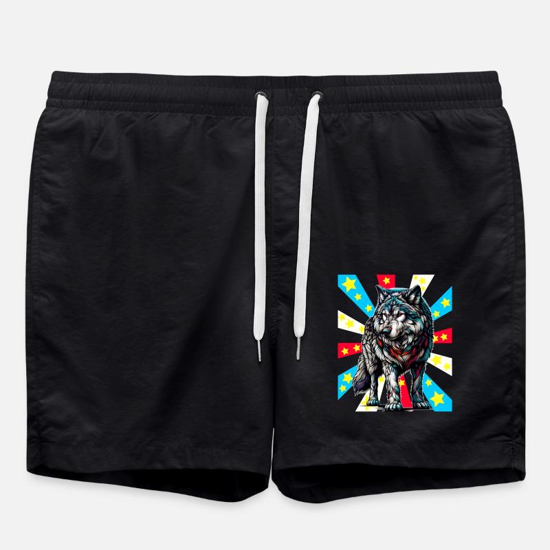 Tattoo Wolf Wölfe - Badeshorts - Schwarz