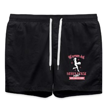 Warum ich Hobby Horse reite? Weil ich es kann - Badeshorts - Schwarz - Vorne - AI Model Male 185 light (185cm)
