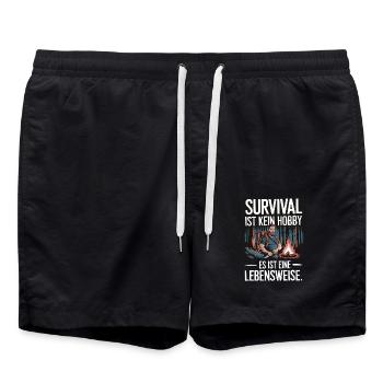 Survival ist kein Hobby es ist eine Lebensweise - Badeshorts - Schwarz - Vorne - AI Model Male 185 light (185cm)