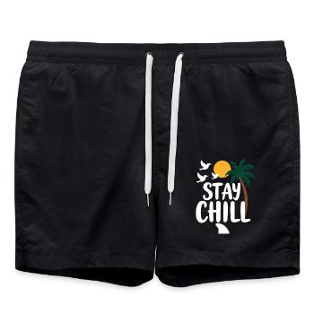 Séjour Chill Détente tropicale Vacances d’été - Short de bain - noir - Devant - AI Model Male 185 light (185cm)