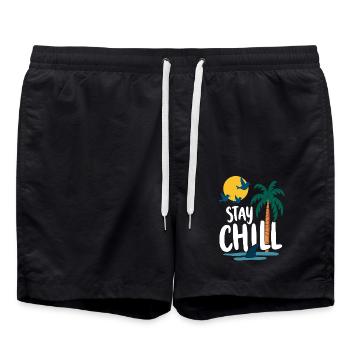 Séjour Chill Détente tropicale Vacances d’été - Short de bain - noir - Devant - AI Model Male 185 light (185cm)