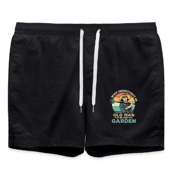 Never Underestimate A Man In The Garden Botanical - Badeshorts - Schwarz - Vorne - AI Model Male 185 light (185cm)