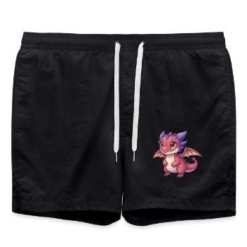 Dino Cartoon Drache - Badeshorts - Schwarz - Vorne - AI Model Male 185 light (185cm)