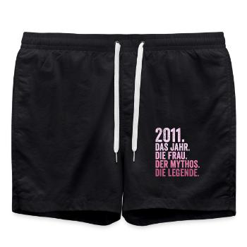 2011 Jahr Frau Mythos Legende Geburtstag - Badeshorts - Schwarz - Vorne - AI Model Male 185 light (185cm)