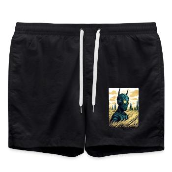 Cyborg avec des épis dans un champ de blé - Short de bain - noir - Devant - AI Model Male 185 light (185cm)