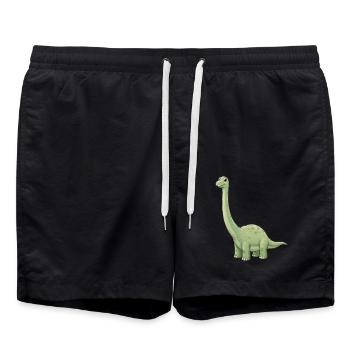 Dino Cartoon Brachiosaurus - Swim Trunks - black - Front - AI Model Male 185 light (185cm)