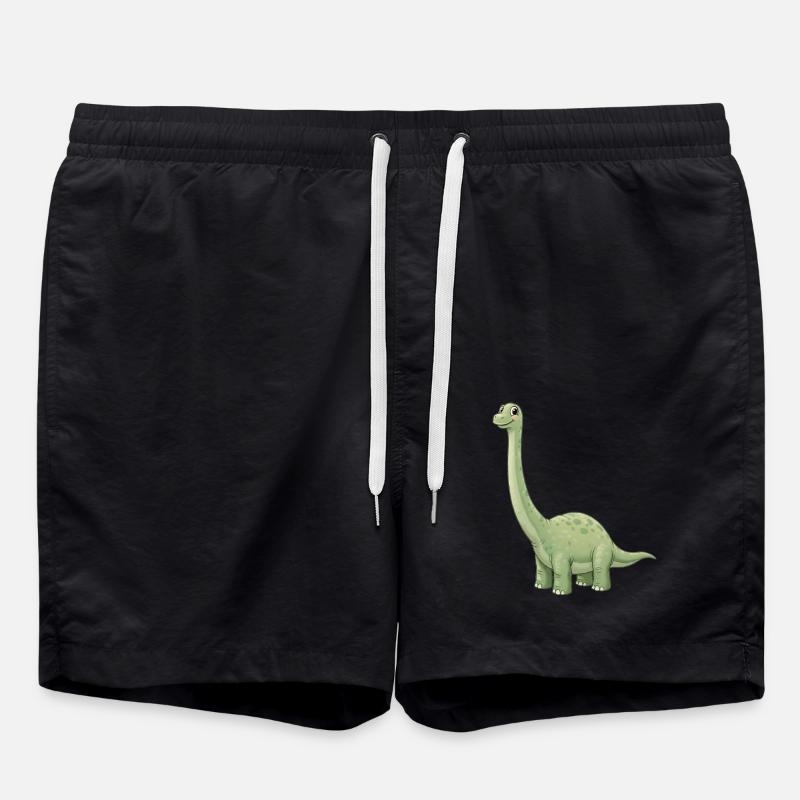 Dino Cartoon Brachiosaurus - Swim Trunks - black