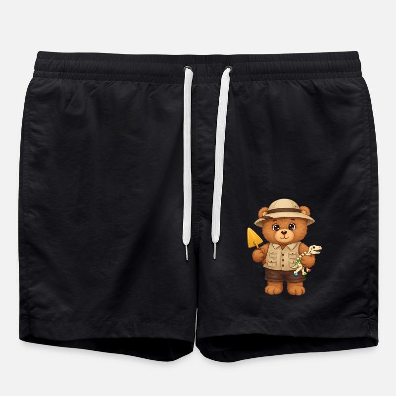 Teddybär Archäologe - Badeshorts - Schwarz