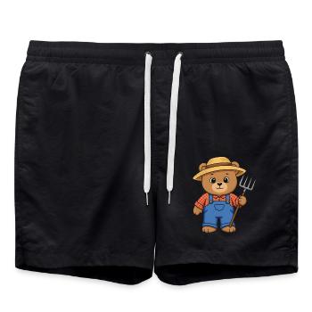 Fermier d’ours en peluche - Short de bain - noir - Devant - AI Model Male 185 light (185cm)