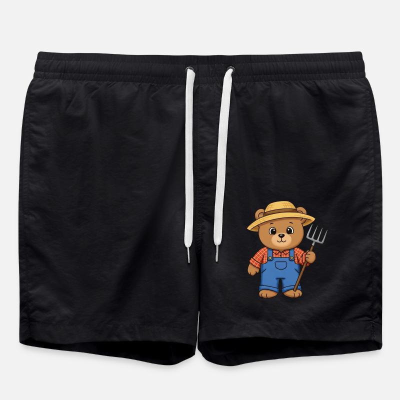 Teddy Bear Farmer - Swim Trunks - black