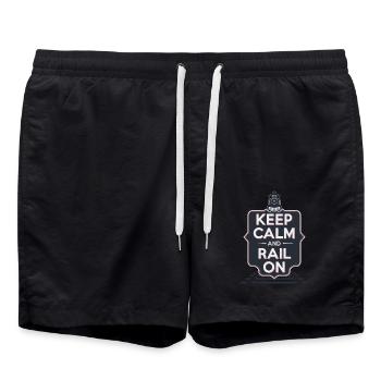 KEEP CALM AND RAIL ON - Swim Trunks - black - Front - AI Model Male 185 light (185cm)
