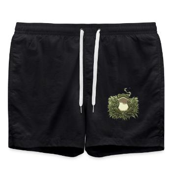 Grenouille en position de lotus avec des feuilles de cannabis - Short de bain - noir - Devant - AI Model Male 185 light (185cm)