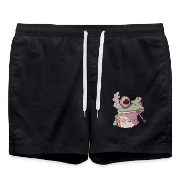 Grenouille avec d’énormes yeux et une articulation - Weed Frog - Short de bain - noir - Devant - AI Model Male 185 light (185cm)