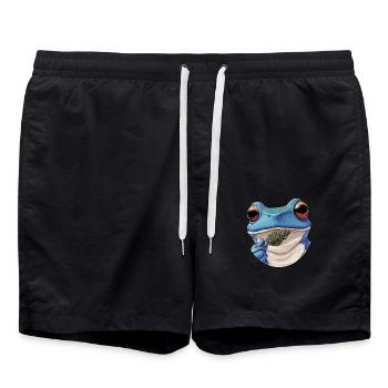 Blauer Frosch mit Weed-Blüte - Weed Frosch Design - Badeshorts - Schwarz - Vorne - AI Model Male 185 light (185cm)
