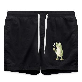 rosch mit Zigarette und großen Augen - Weed Frosch - Badeshorts - Schwarz - Vorne - AI Model Male 185 light (185cm)