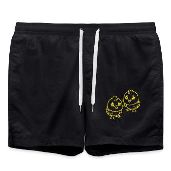Poussin de Pâques Enfants Enfant Rétro Vintage - Short de bain - noir - Devant - AI Model Male 185 light (185cm)