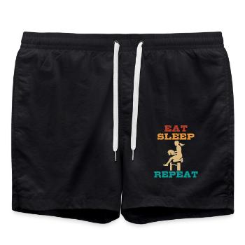 Eat, Sleep, Hobby Horse, Repeat - Gift - Swim Trunks - black - Front - AI Model Male 185 light (185cm)