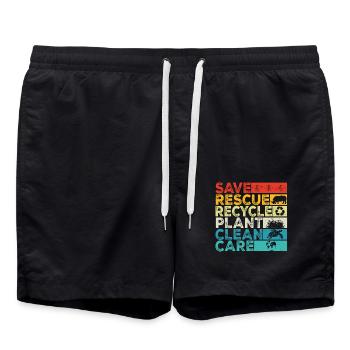 Retten Retten Recyceln Anlage Saubere Pflege Tag der Erde - Badeshorts - Schwarz - Vorne - AI Model Male 185 light (185cm)