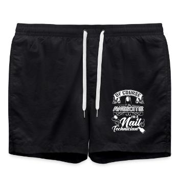 Nail Technician Of Course I am Awesome - Swim Trunks - black - Front - AI Model Male 185 light (185cm)