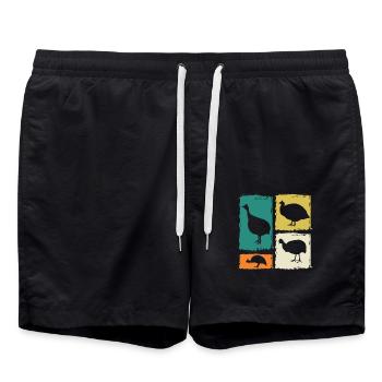 Hühner Hahn Perlhuhn - Badeshorts - Schwarz - Vorne - AI Model Male 185 light (185cm)