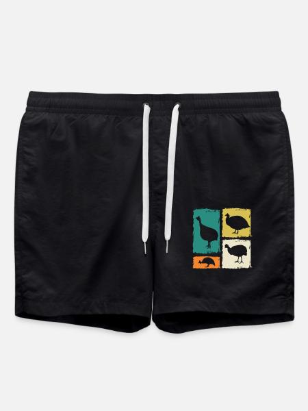 Chickens Rooster Guinea Fowl - Swim Trunks - black